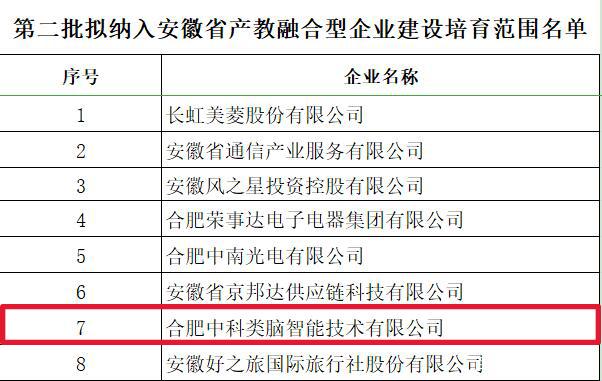 中科类脑入选安徽省产教融合型企业建设培育名单 打造AI产教融合新标杆